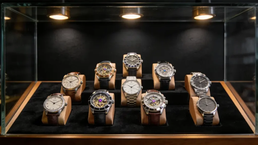 watch collector displaying luxury watches